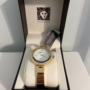 Anne Klein Swarovski Crystals Gold Watch- Round Style